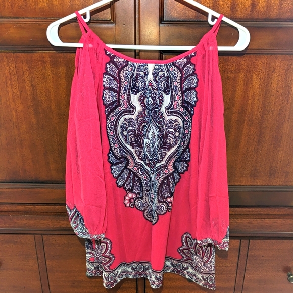 INC International Concepts Peekaboo Shoulder Top / Cold Shoulder Blouse - Picture 2 of 7